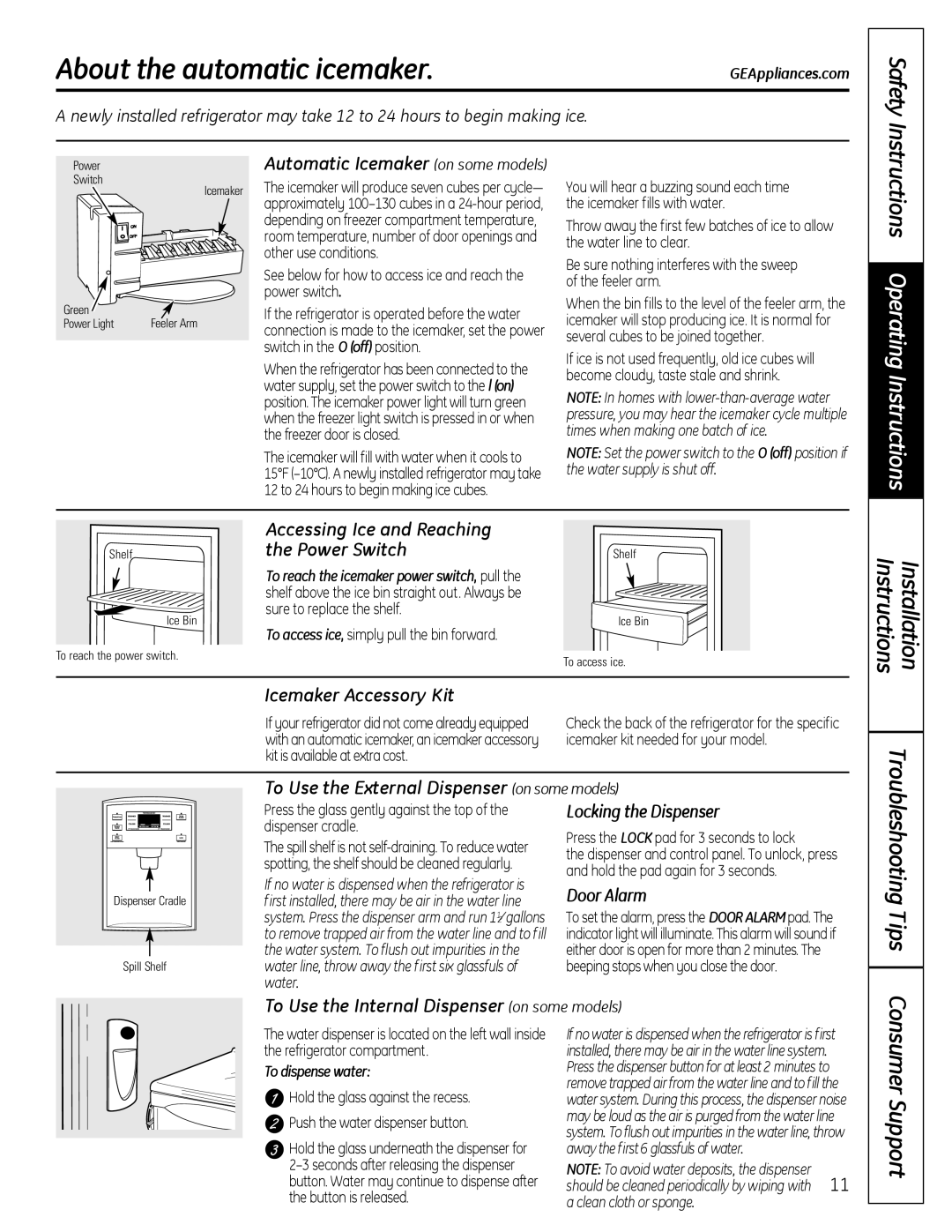 GE 200D9366P019 installation instructions About the automatic icemaker, Safety 