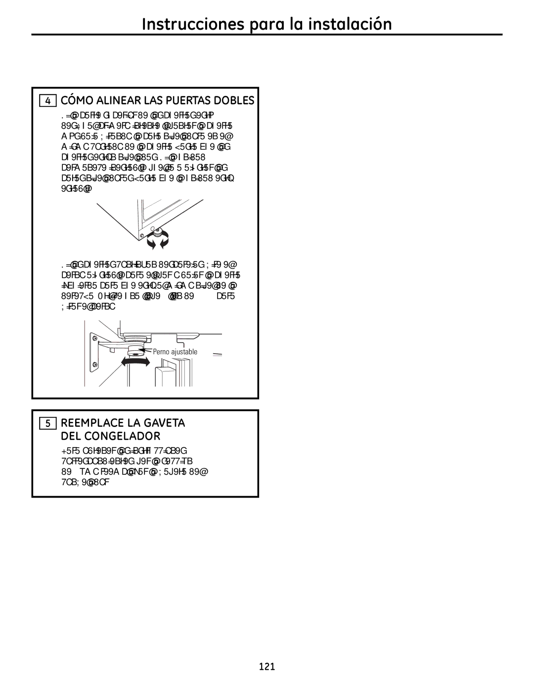 GE 200D9366P019 installation instructions Cómo Alinear LAS Puertas Dobles, 121 