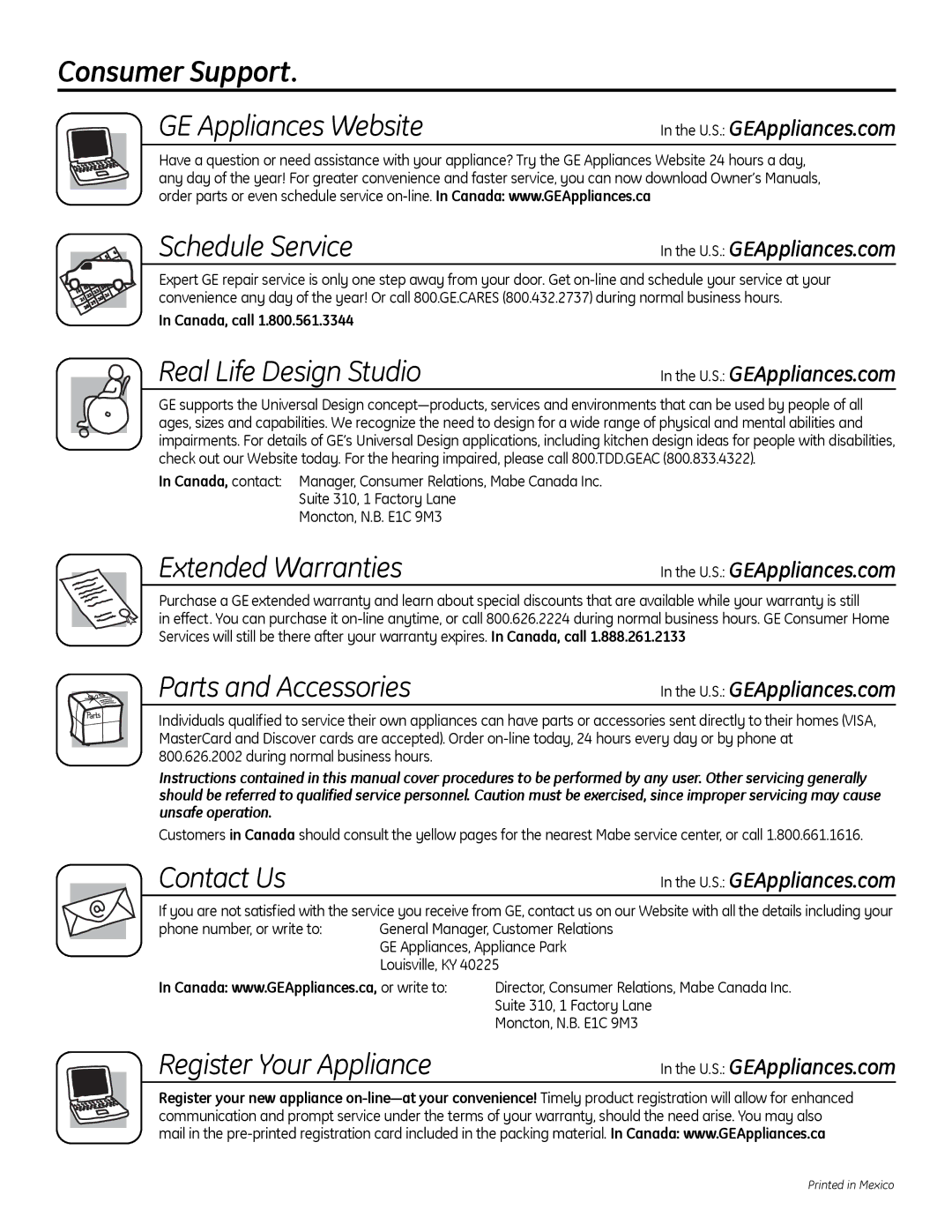 GE 200D9366P019 installation instructions Consumer Support, Schedule Service 