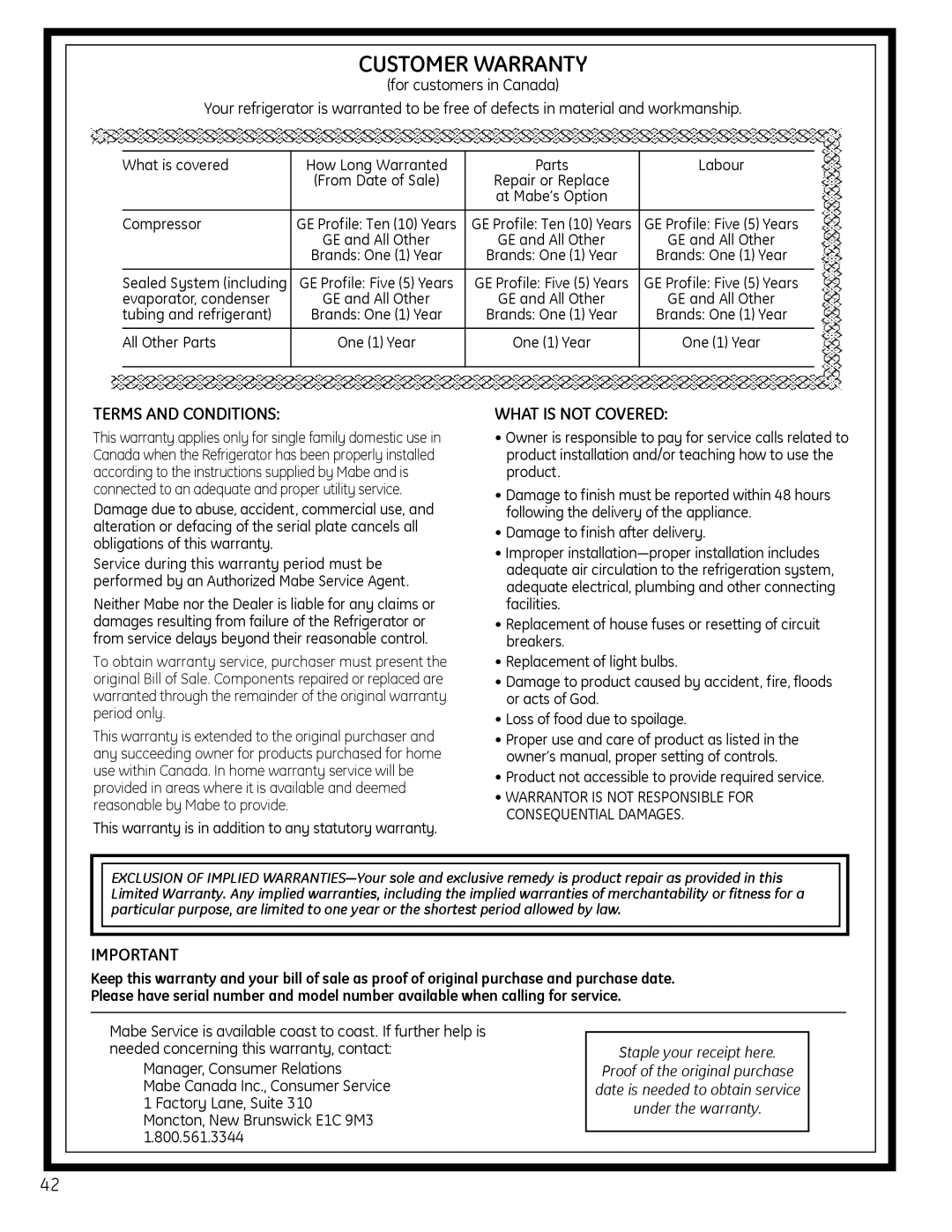 GE 200D9366P019 installation instructions Terms and Conditions, What is not Covered 