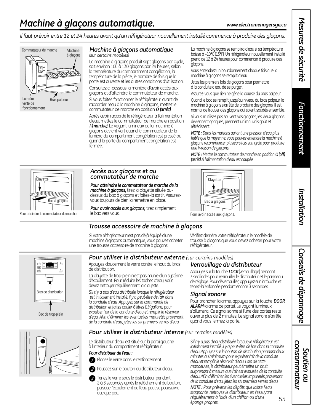 GE 200D9366P019 installation instructions Machine à glaçons automatique 