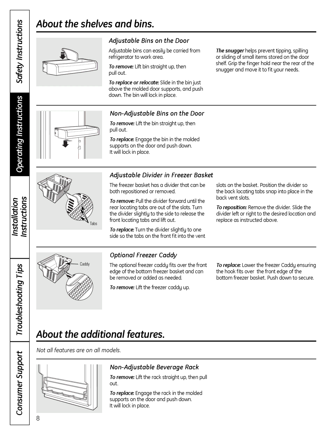 GE 200D9366P019 About the additional features, Safety Instructions, Operating Instructions, Troubleshooting Tips 