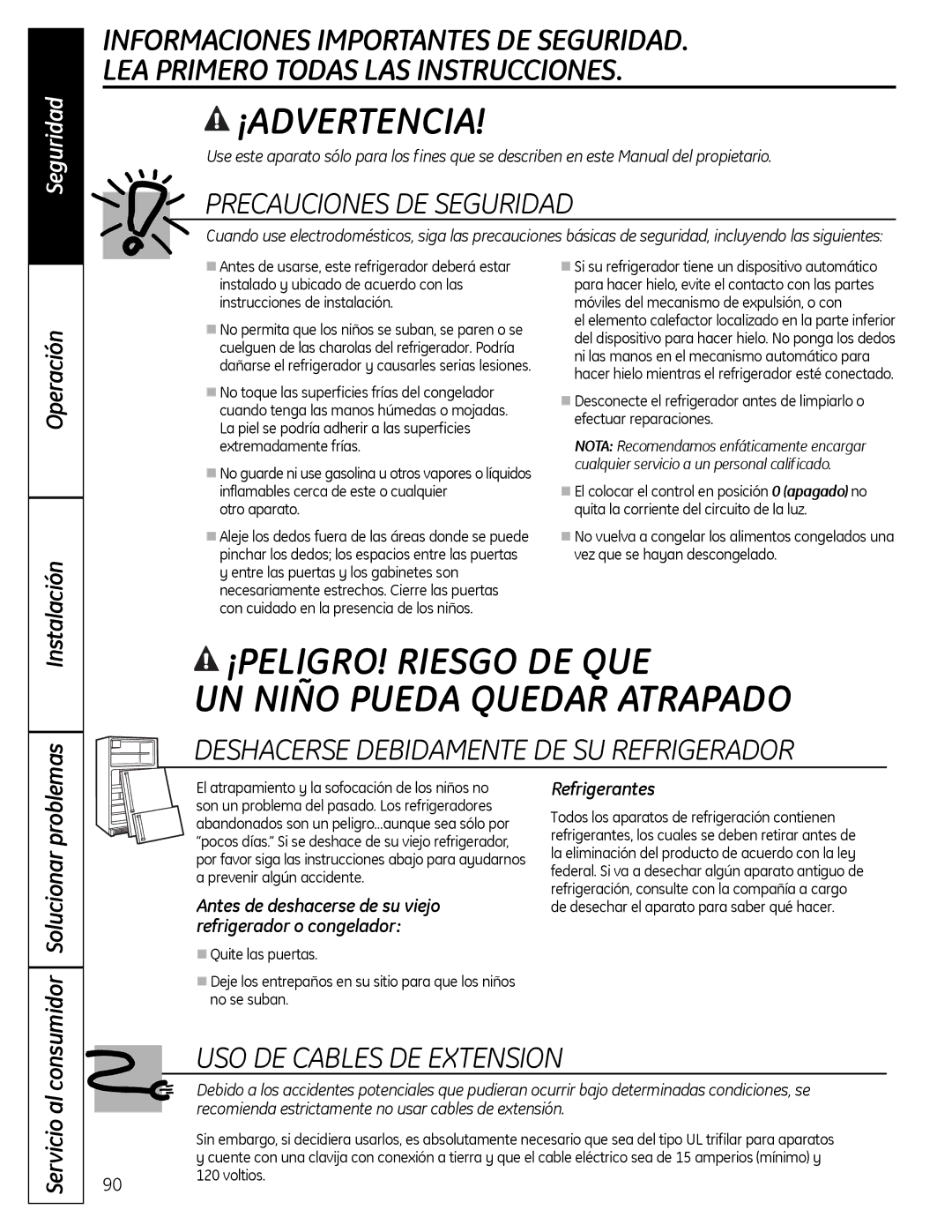 GE 200D9366P019 installation instructions Seguridad, Operación Instalación, Servicio al 