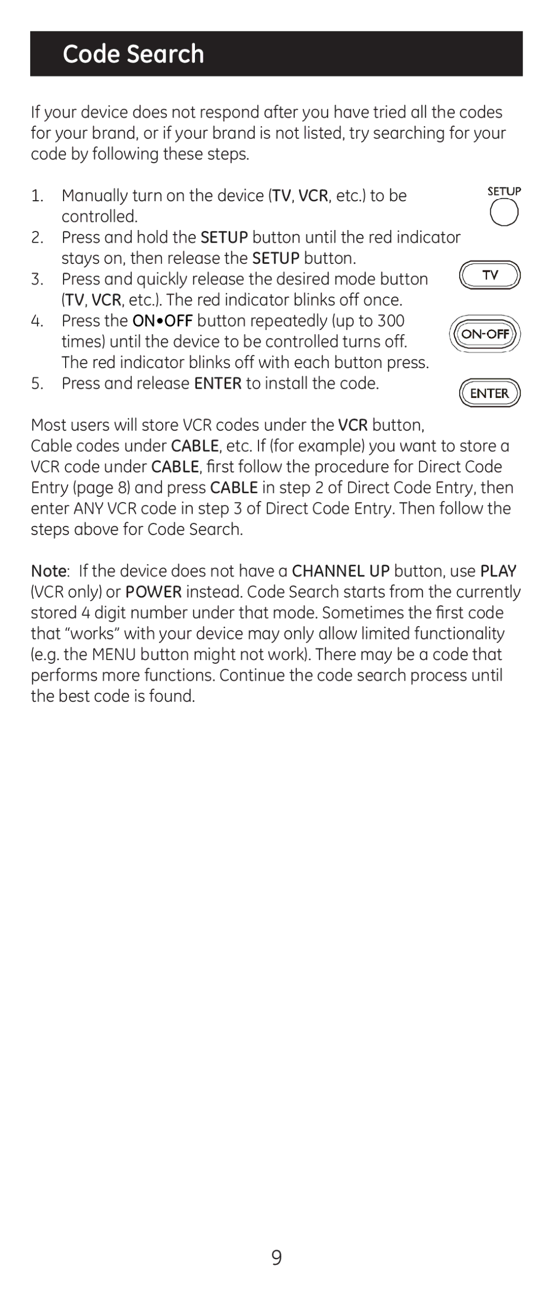 GE 20309 instruction manual Code Search 