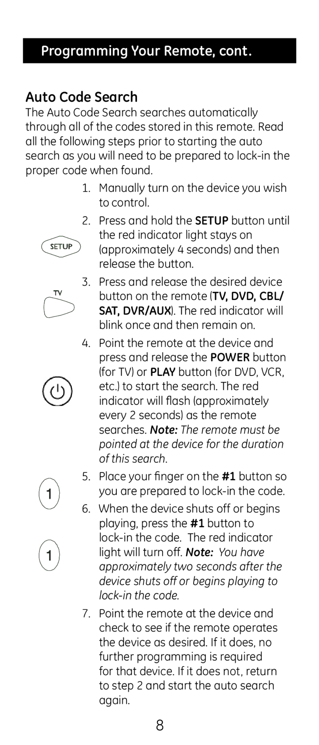 GE 20621 instruction manual Auto Code Search 