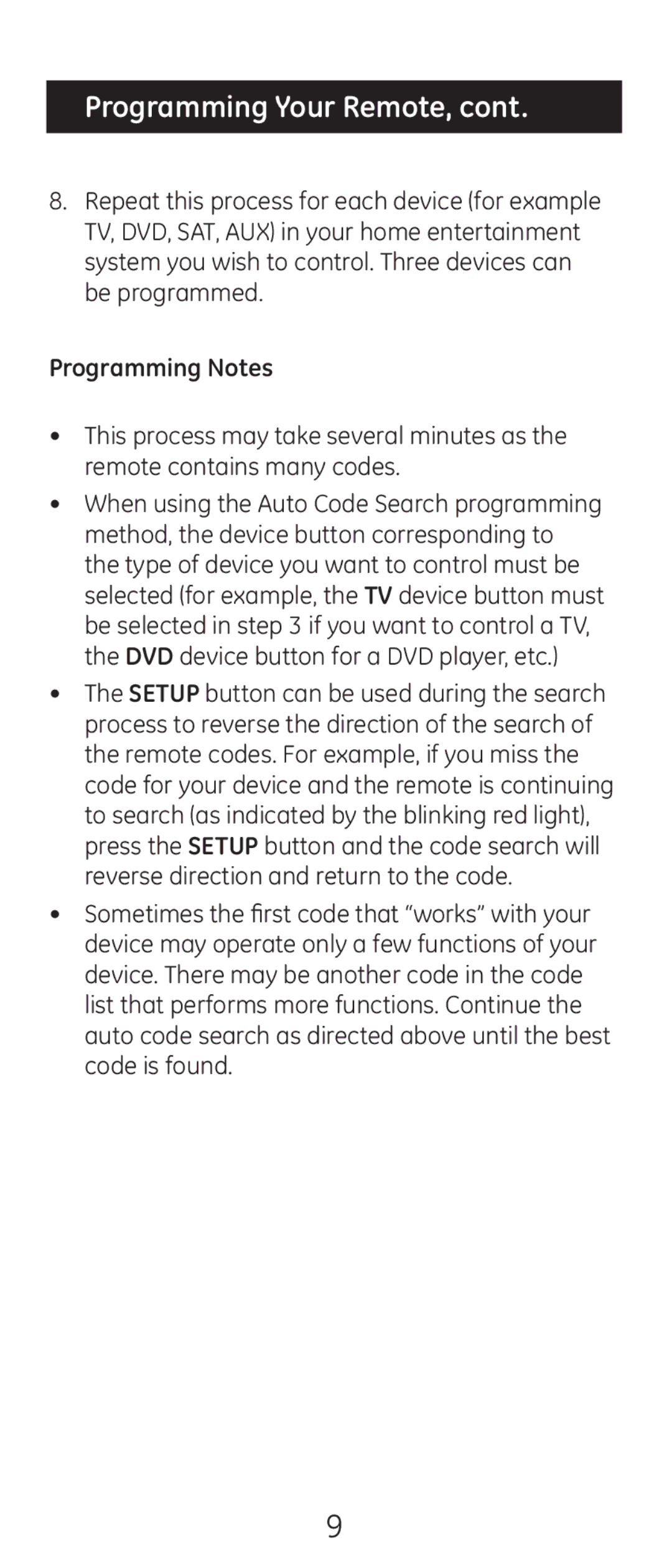 GE 20621 instruction manual Programming Your Remote 