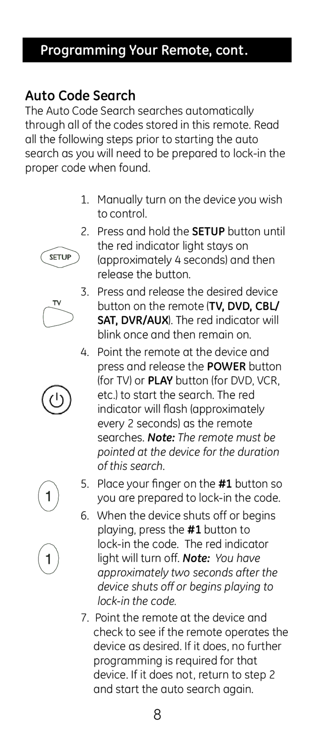 GE 20622 instruction manual Auto Code Search 