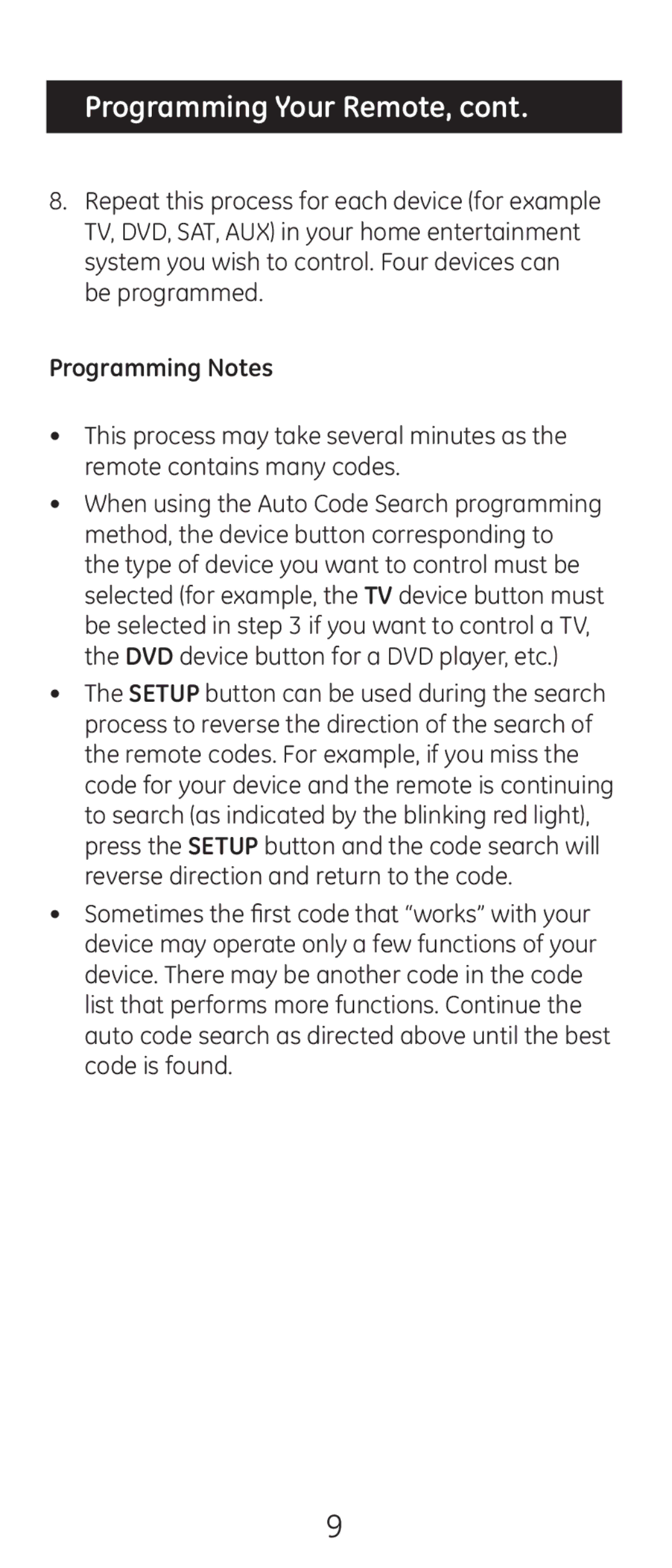 GE 20622 instruction manual Programming Your Remote 