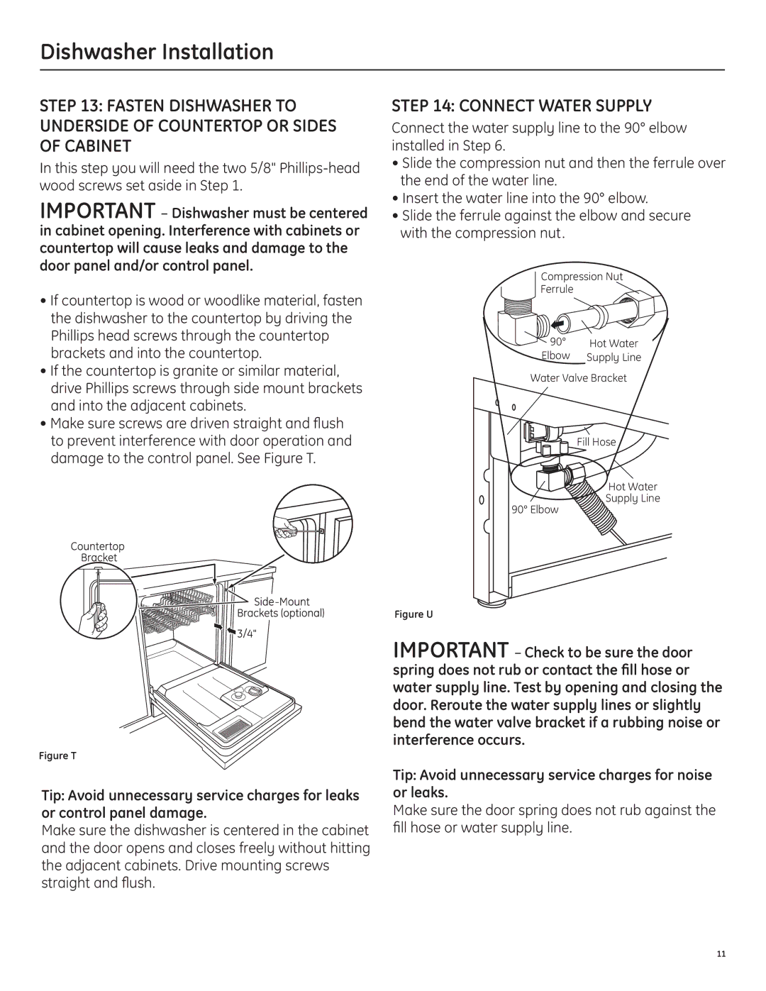 GE 206C1559P195 installation instructions Connect water supply, Tip Avoid unnecessary service charges for noise or leaks 