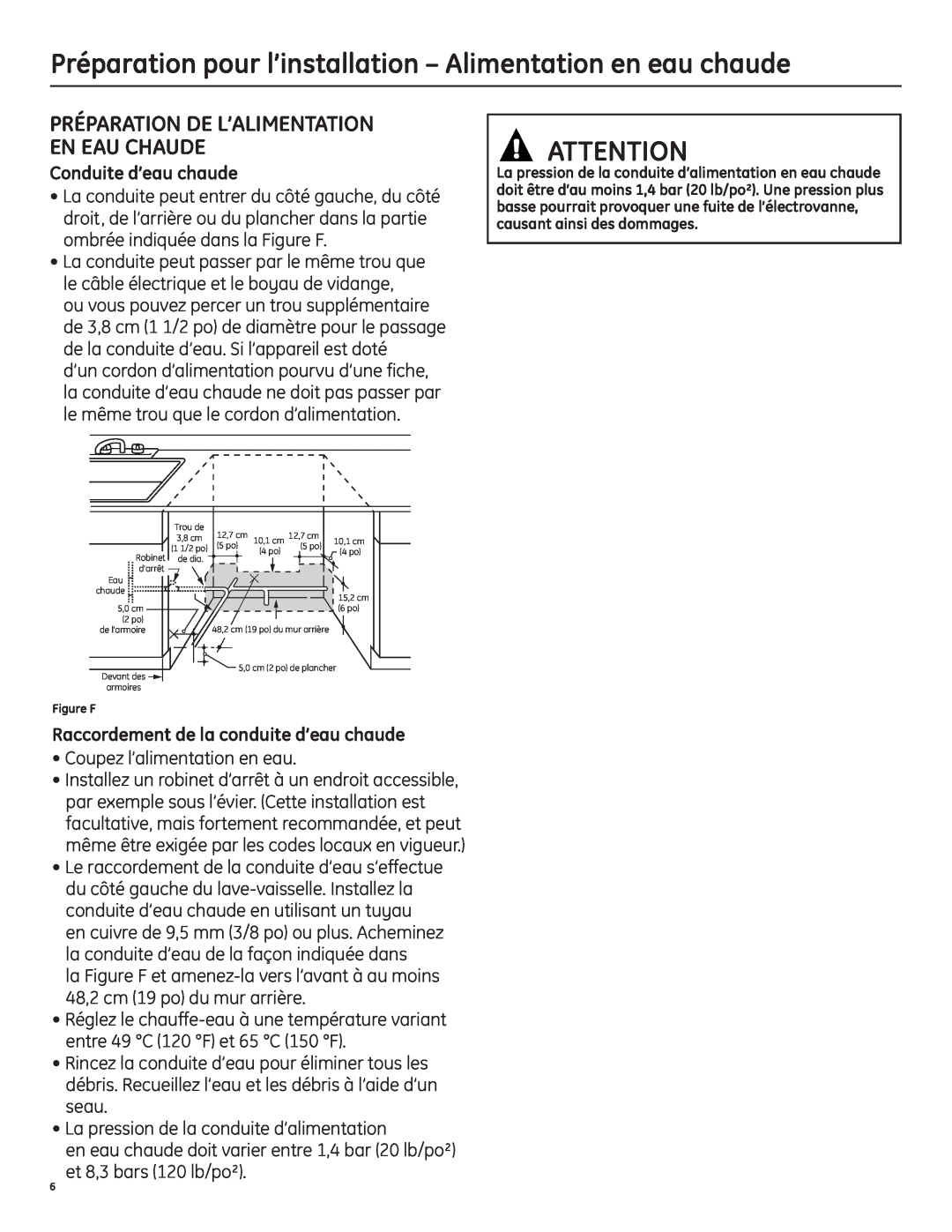 GE 206C1559P195 installation instructions Préparation De L’Alimentation En Eau Chaude, Conduite d’eau chaude 