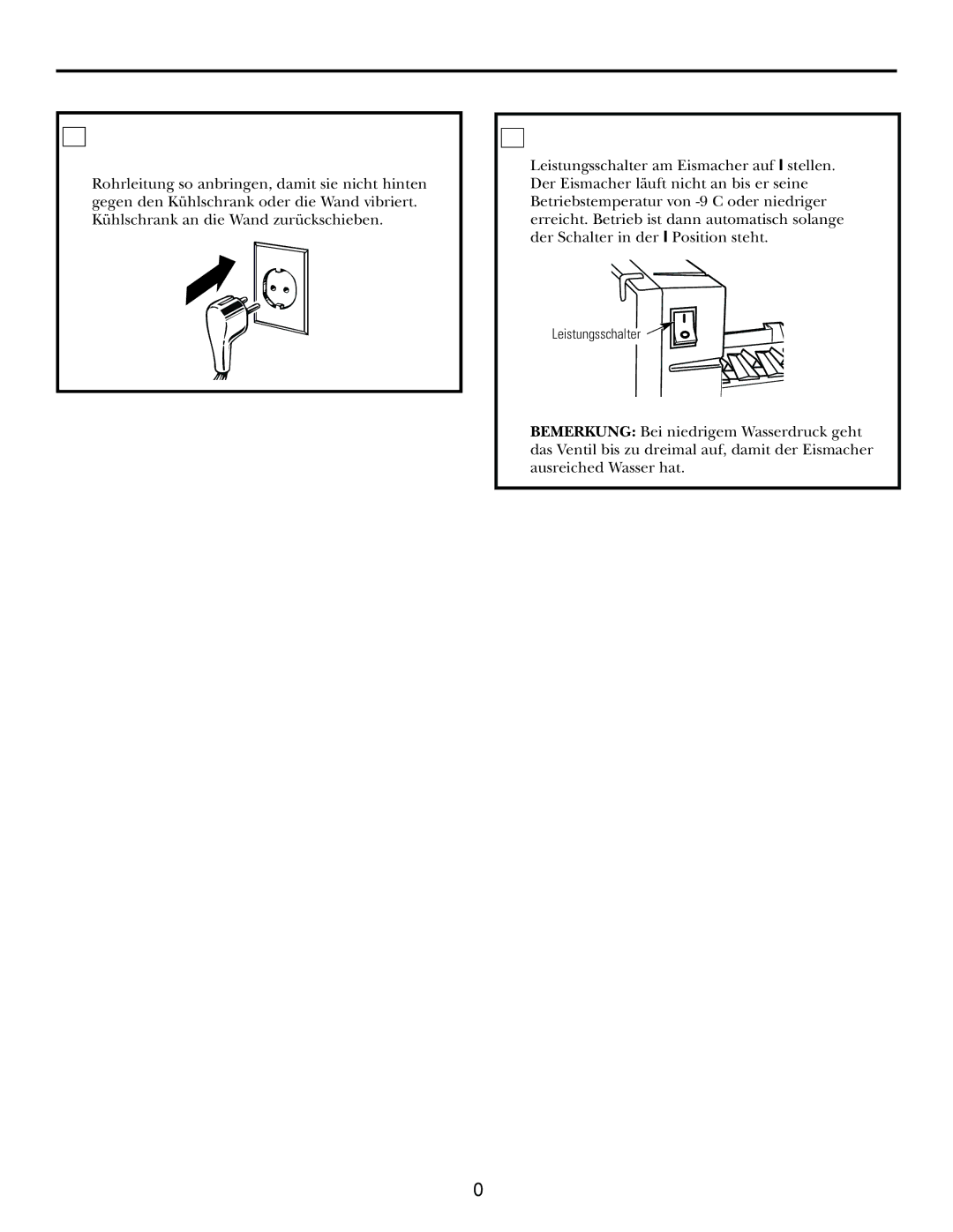 GE 21, 23, 25, 27, 29 installation instructions Eismacher Anstellen, Wasser Anstellen UND Kühlschrank Einstecken 