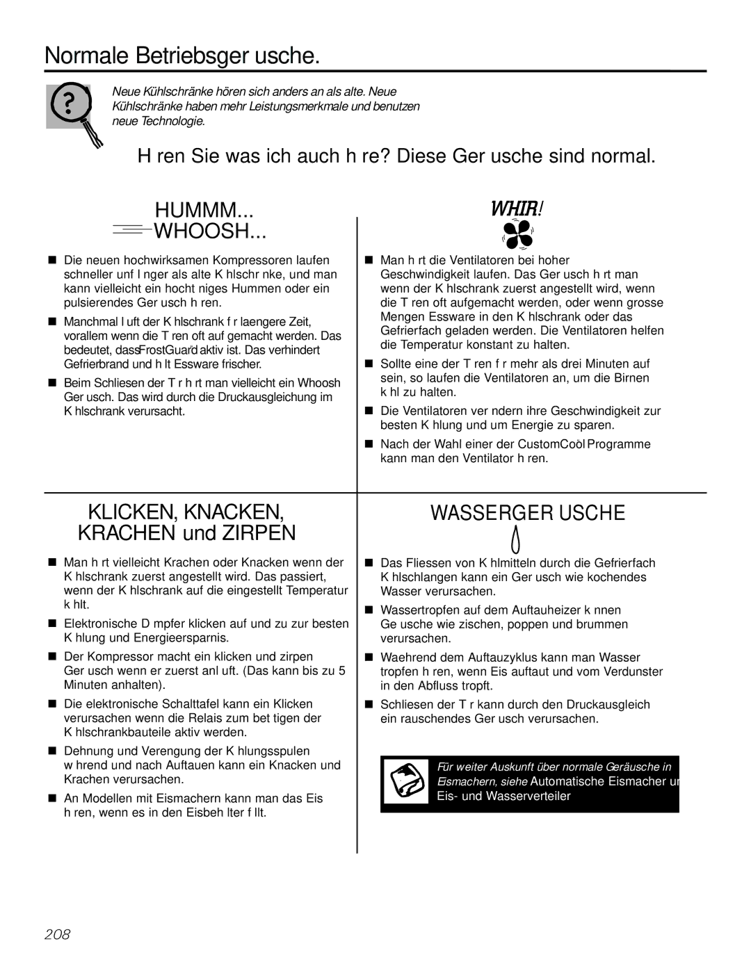 GE 21, 23, 25, 27, 29 installation instructions Normale Betriebsgeräusche 