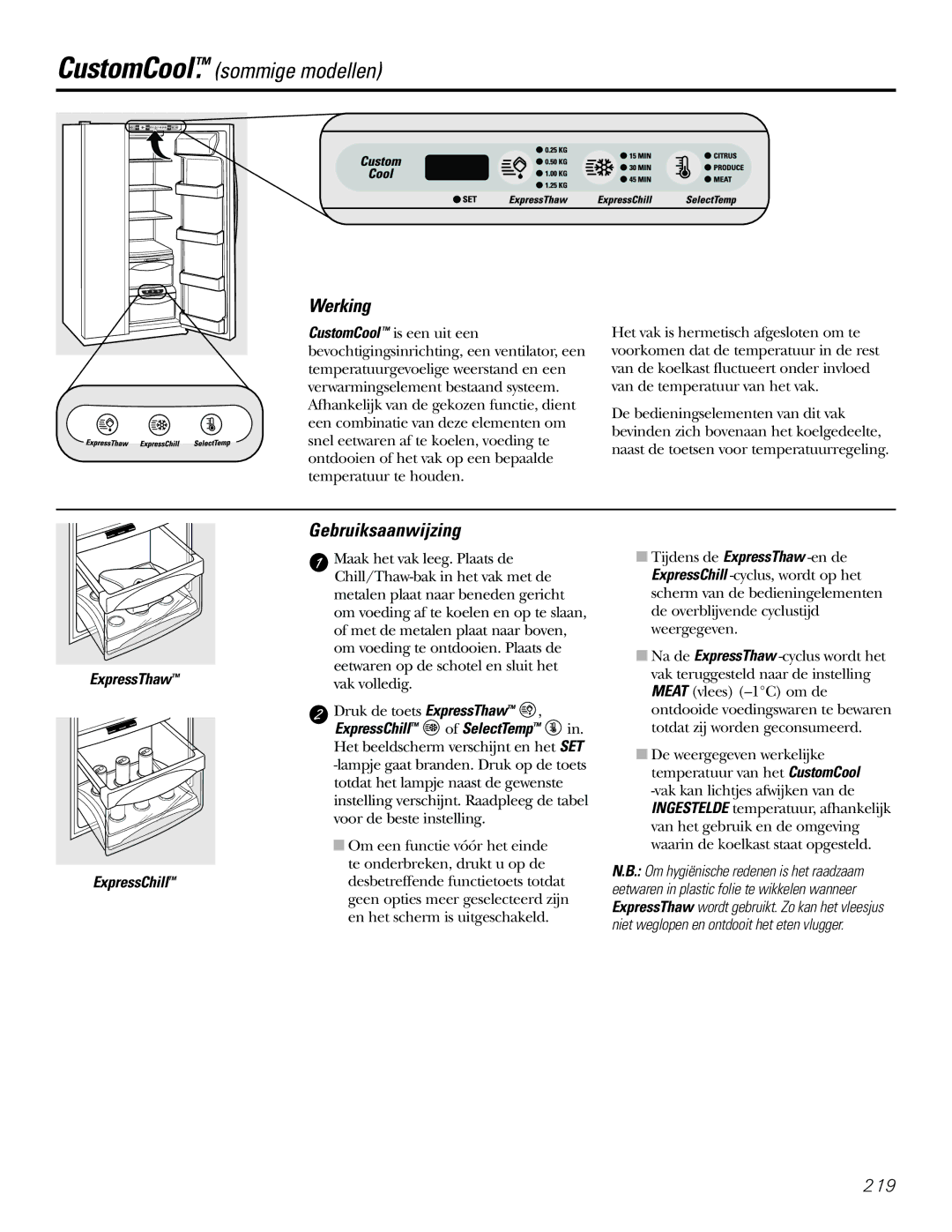 GE 21, 23, 25, 27, 29 installation instructions CustomCool. sommige modellen, Gebruiksaanwijzing 