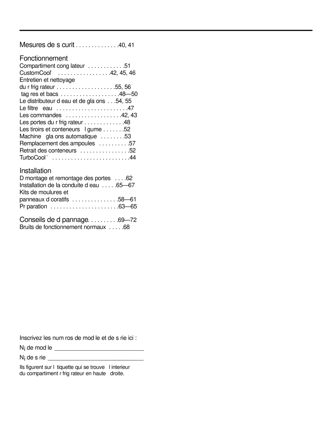 GE 21, 23, 25, 27, 29 installation instructions Fonctionnement 