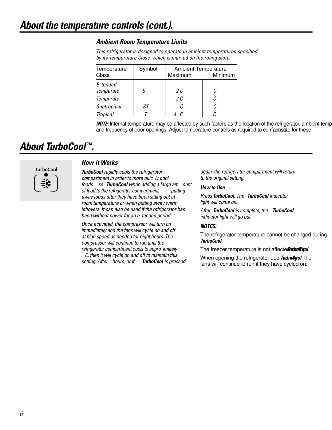 GE 21, 23, 25, 27, 29 installation instructions About TurboCool, How it Works, How to Use 