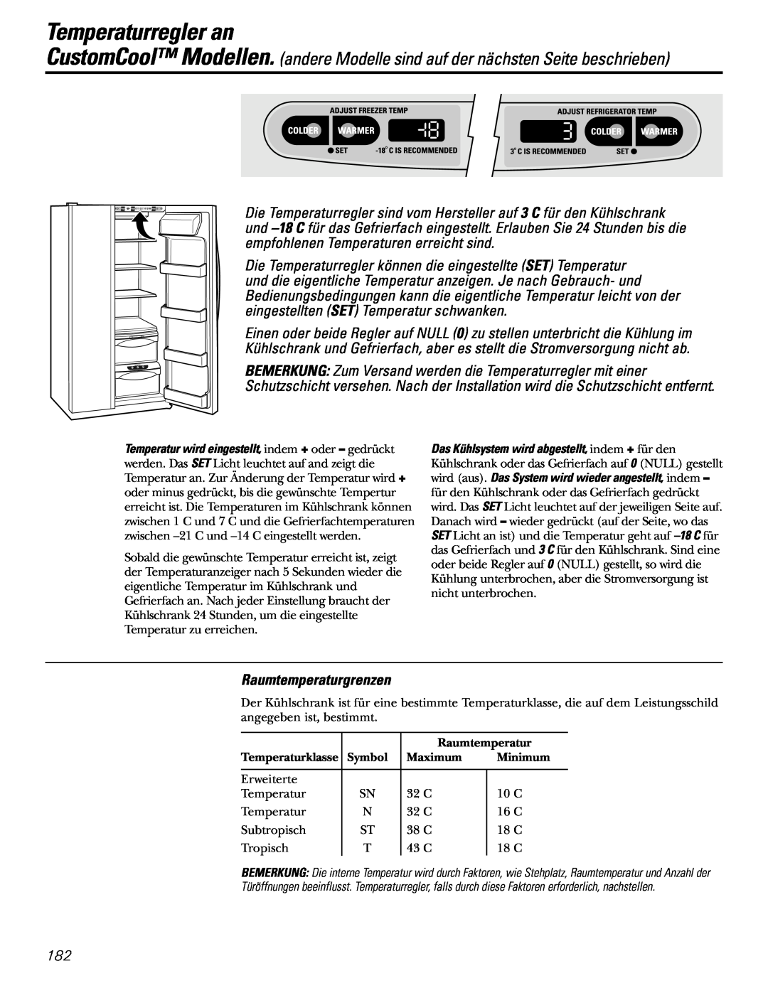 GE 21, 23, 25, 27, 29 installation instructions Temperaturregler an, Raumtemperaturgrenzen 