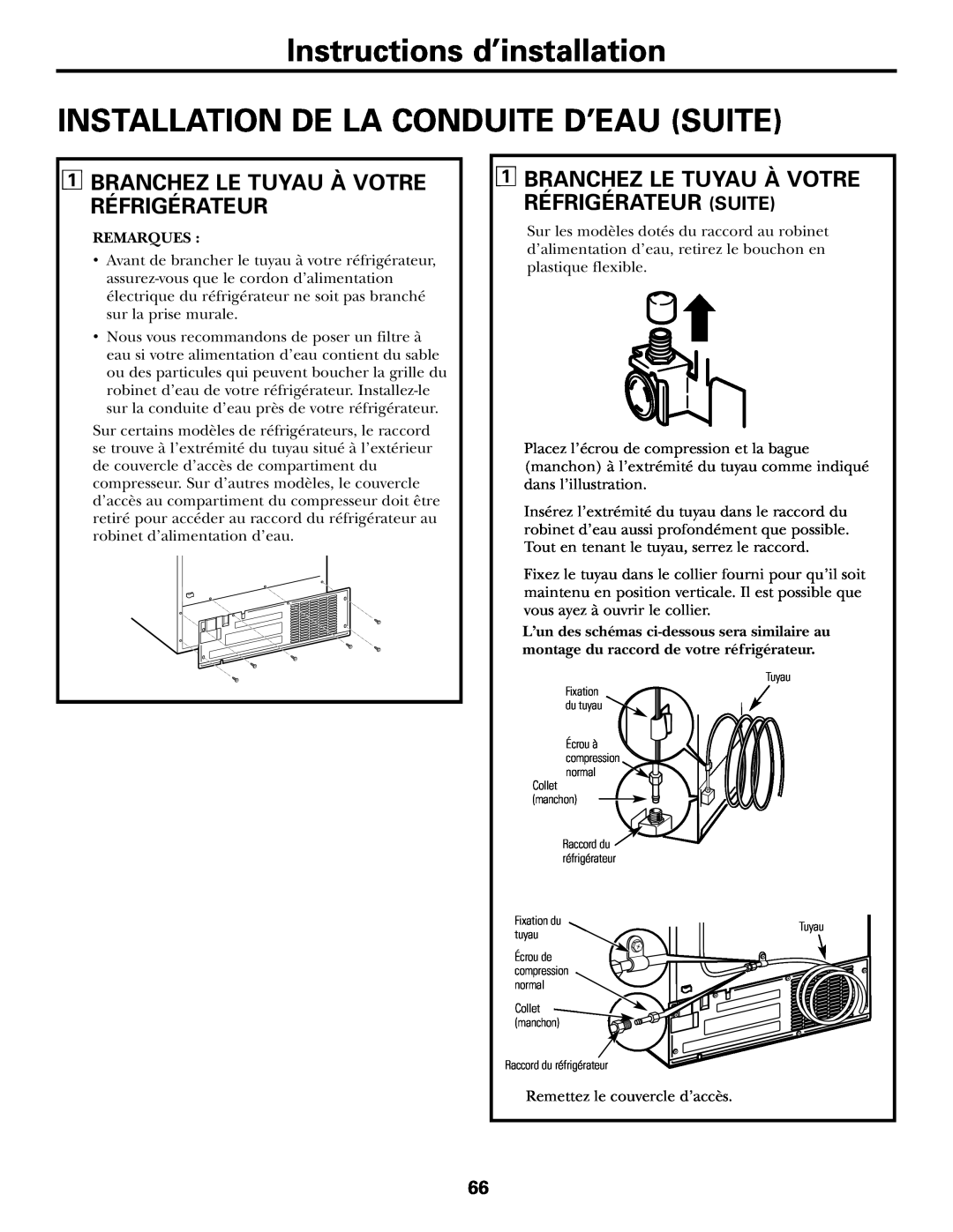 GE 21, 23, 25, 27, 29 installation instructions Instructions d’installation INSTALLATION DE LA CONDUITE D’EAU SUITE 