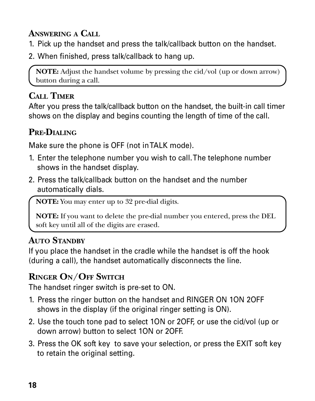 GE 21006 manual Answering a Call 