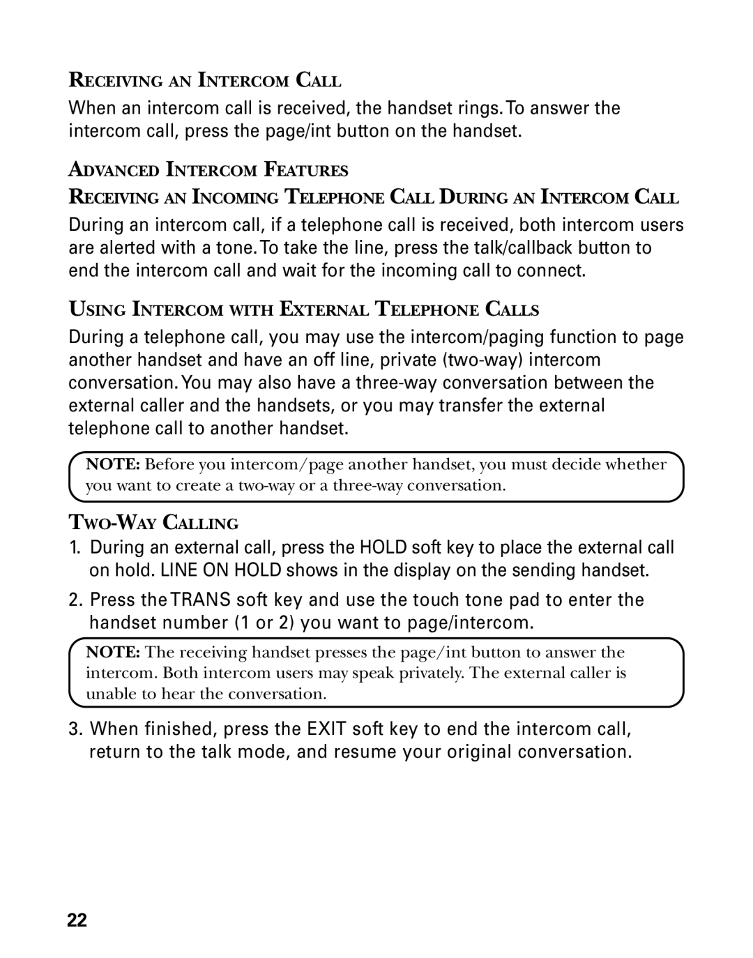 GE 21006 manual Receiving AN Intercom Call 