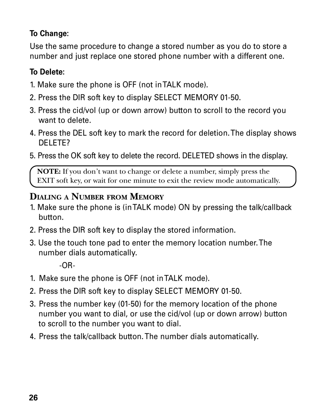 GE 21006 manual To Change, Delete? 