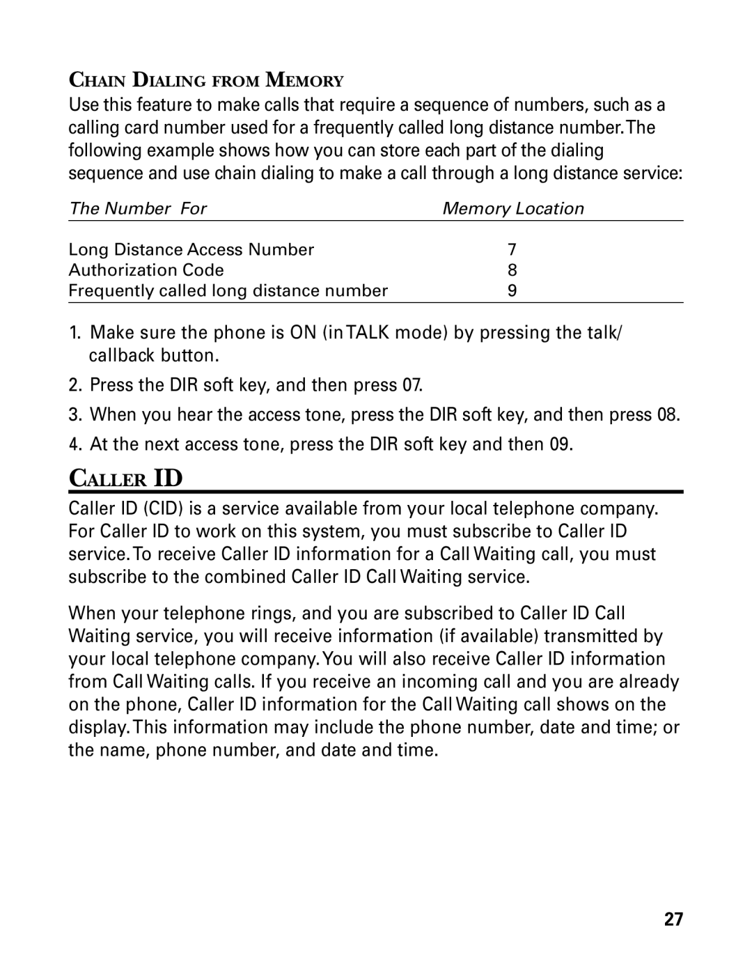 GE 21006 manual Caller ID 