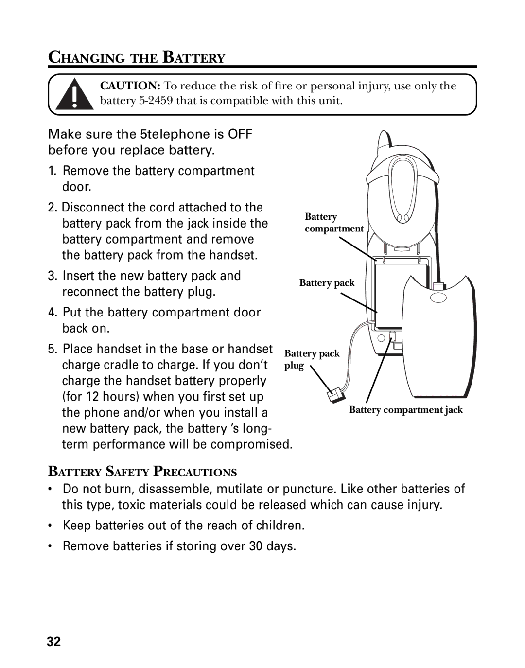 GE 21006 manual Changing the Battery 