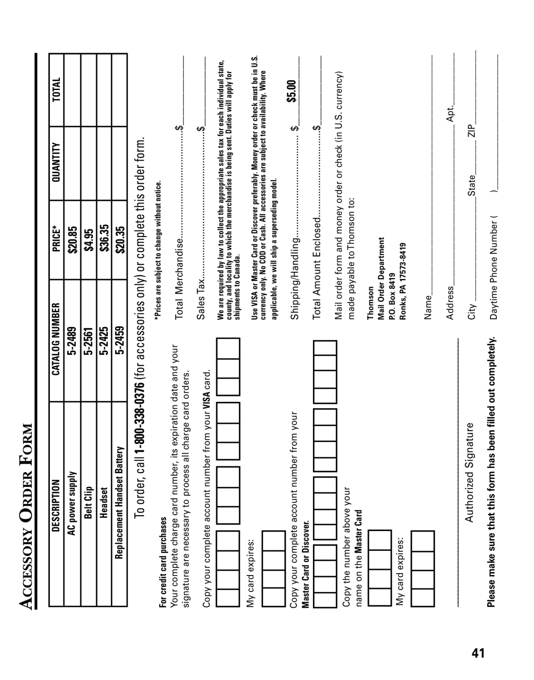 GE 21006 manual Orderform 