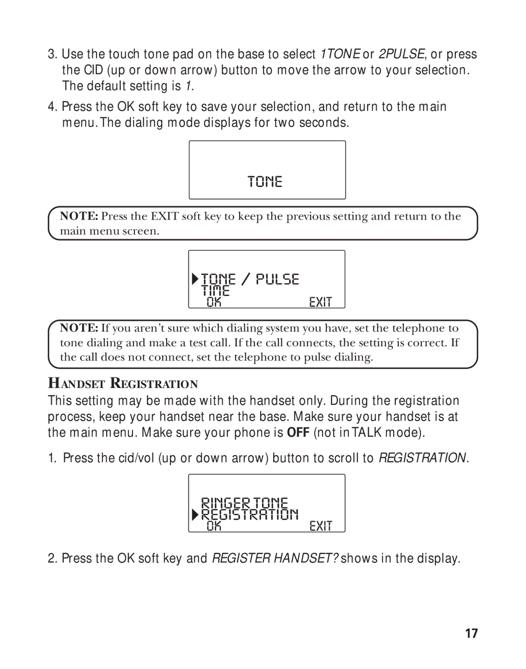 GE 21011 manual Tone, Ringertone Registration 