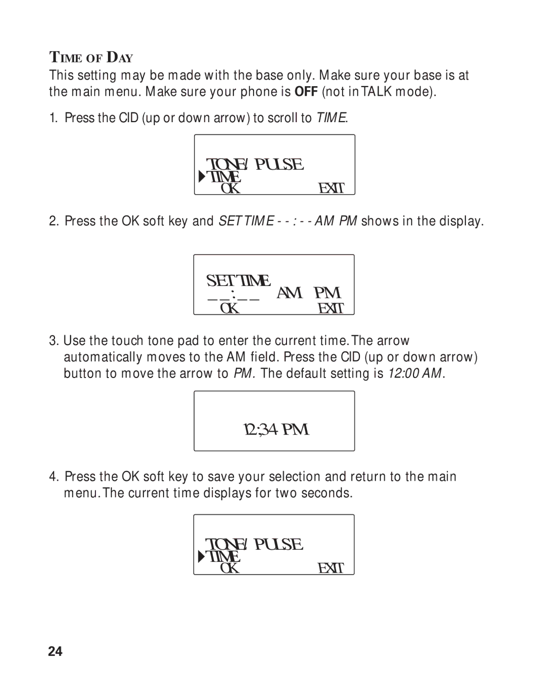 GE 21011 manual TONE/PULSE Time, SET Time 