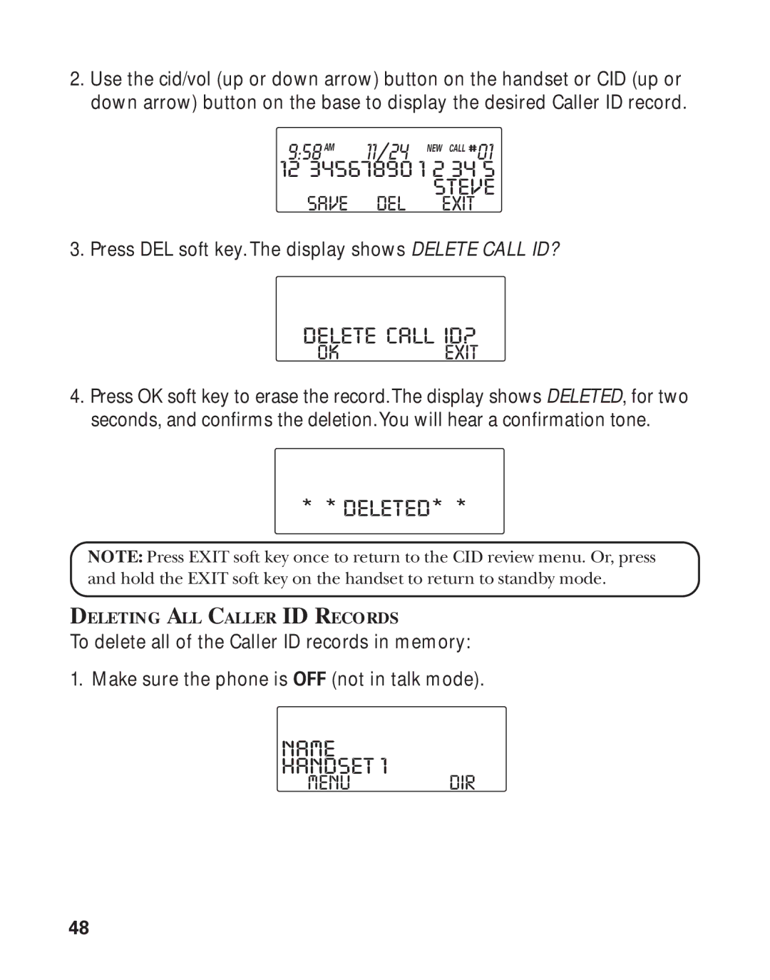 GE 21011 manual Delete Call ID?, Deleted 