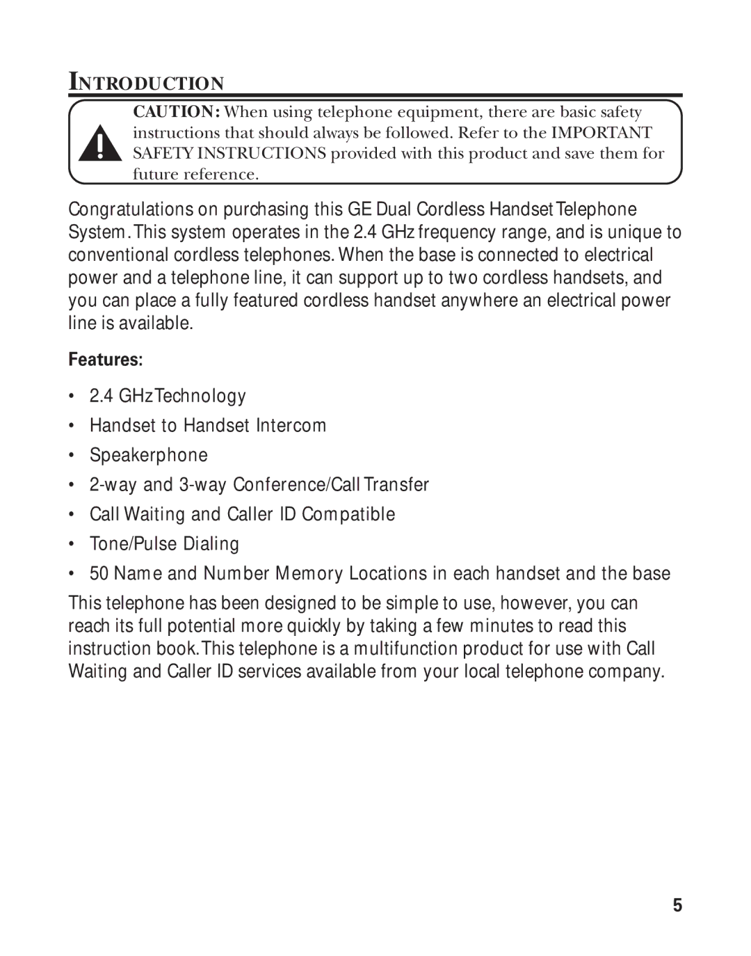 GE 21011 manual Introduction, Features 