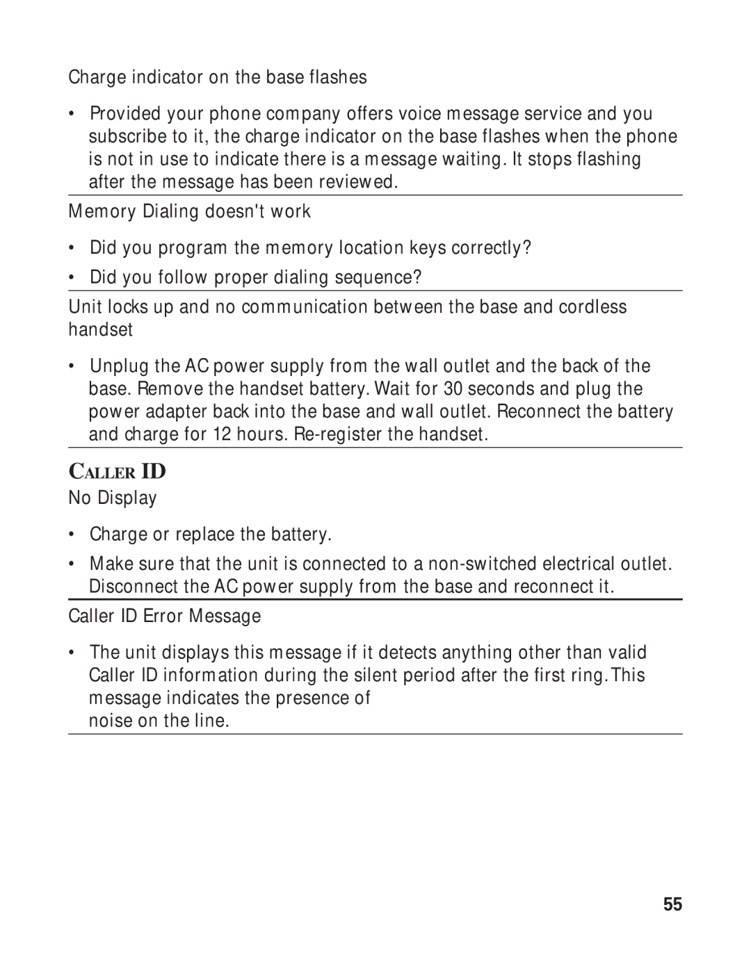 GE 21011 manual Caller ID 