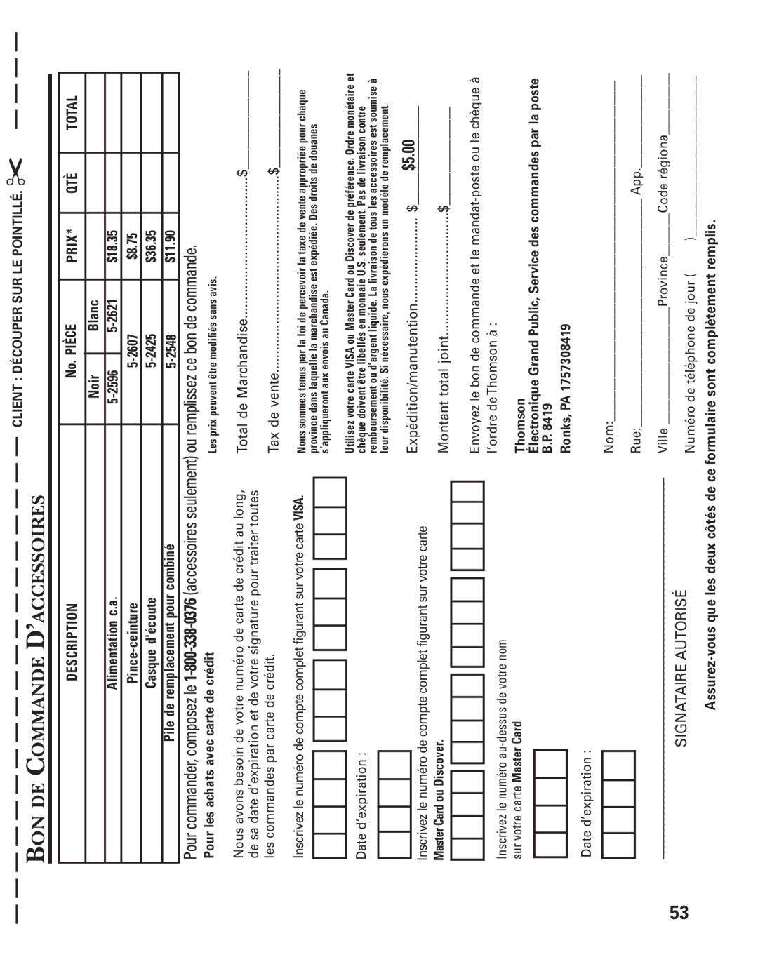 GE 21015 manual Deon, Remplissezcebondecommande 