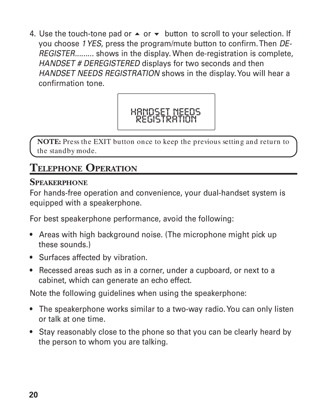 GE 21015 manual Handset Needs Registration, Telephone Operation 