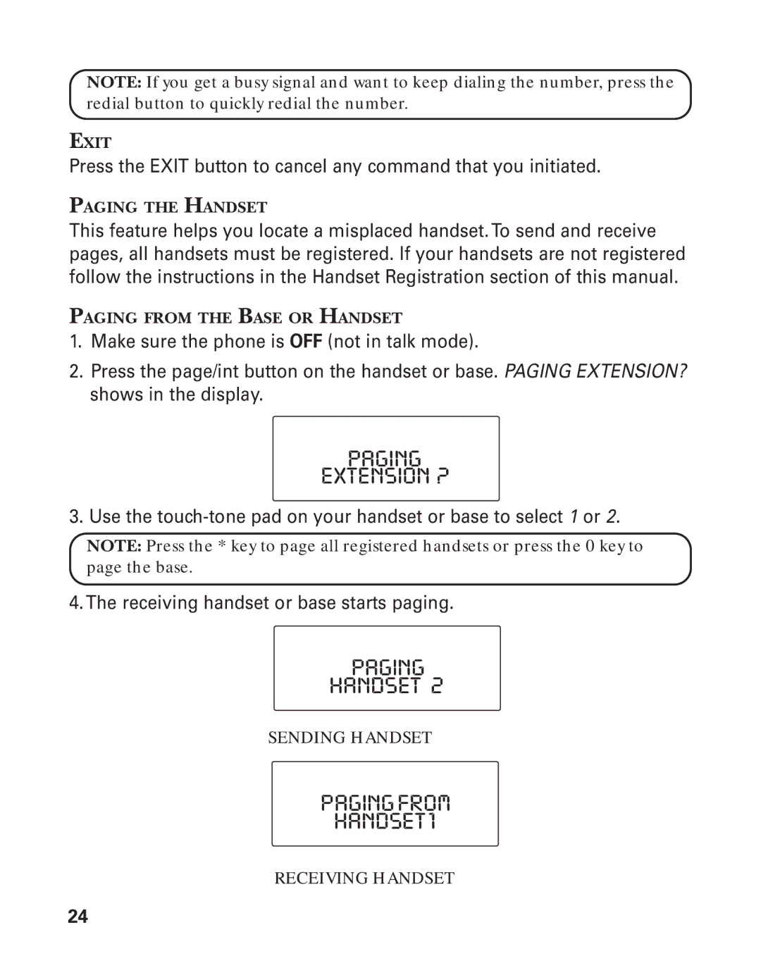 GE 21015 manual Paging Extension ?, Paging Handset, Pagingfrom HANDSET1 
