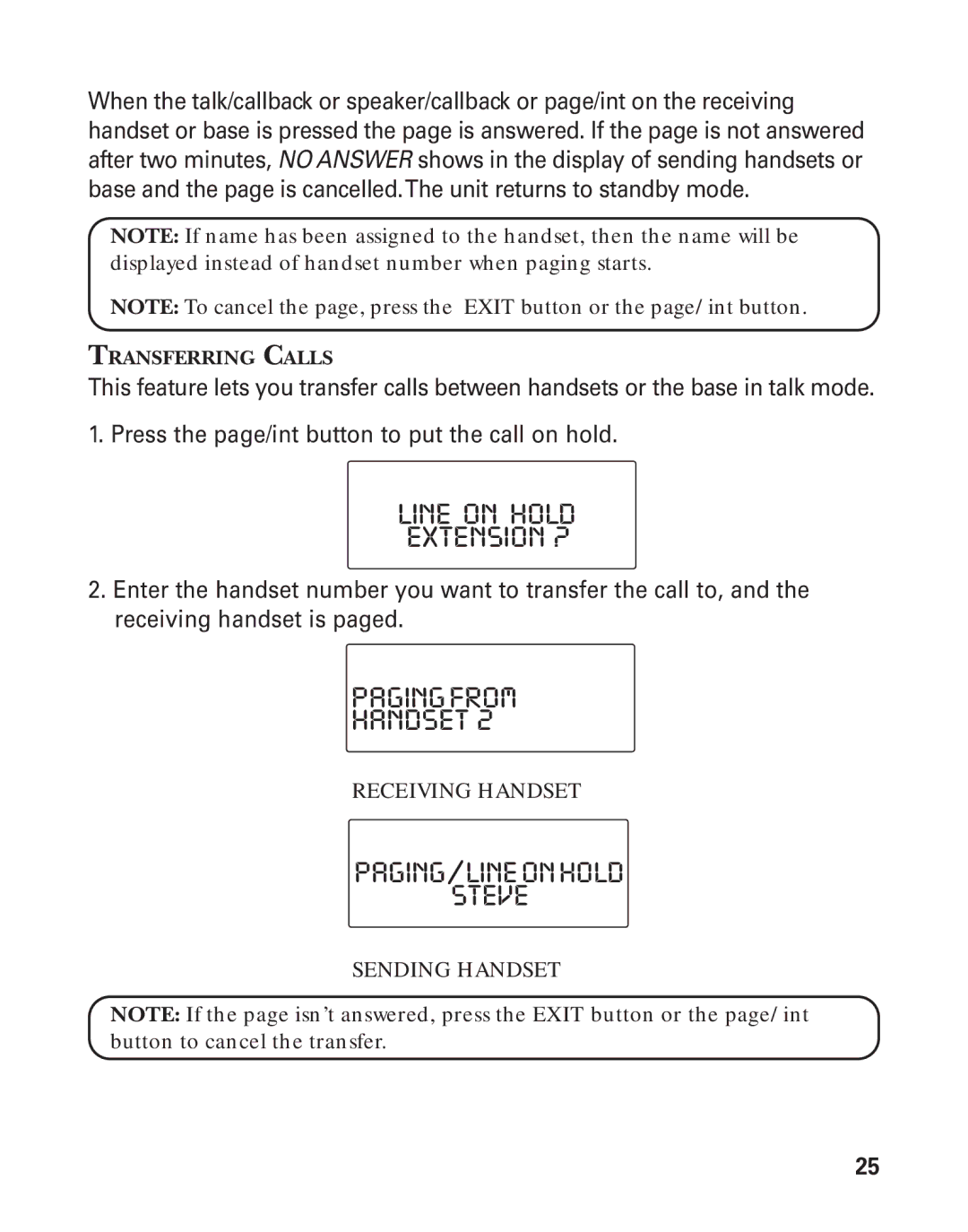 GE 21015 manual Line on Hold Extension ?, Pagingfrom Handset, PAGING/LINEONHOLD Steve 