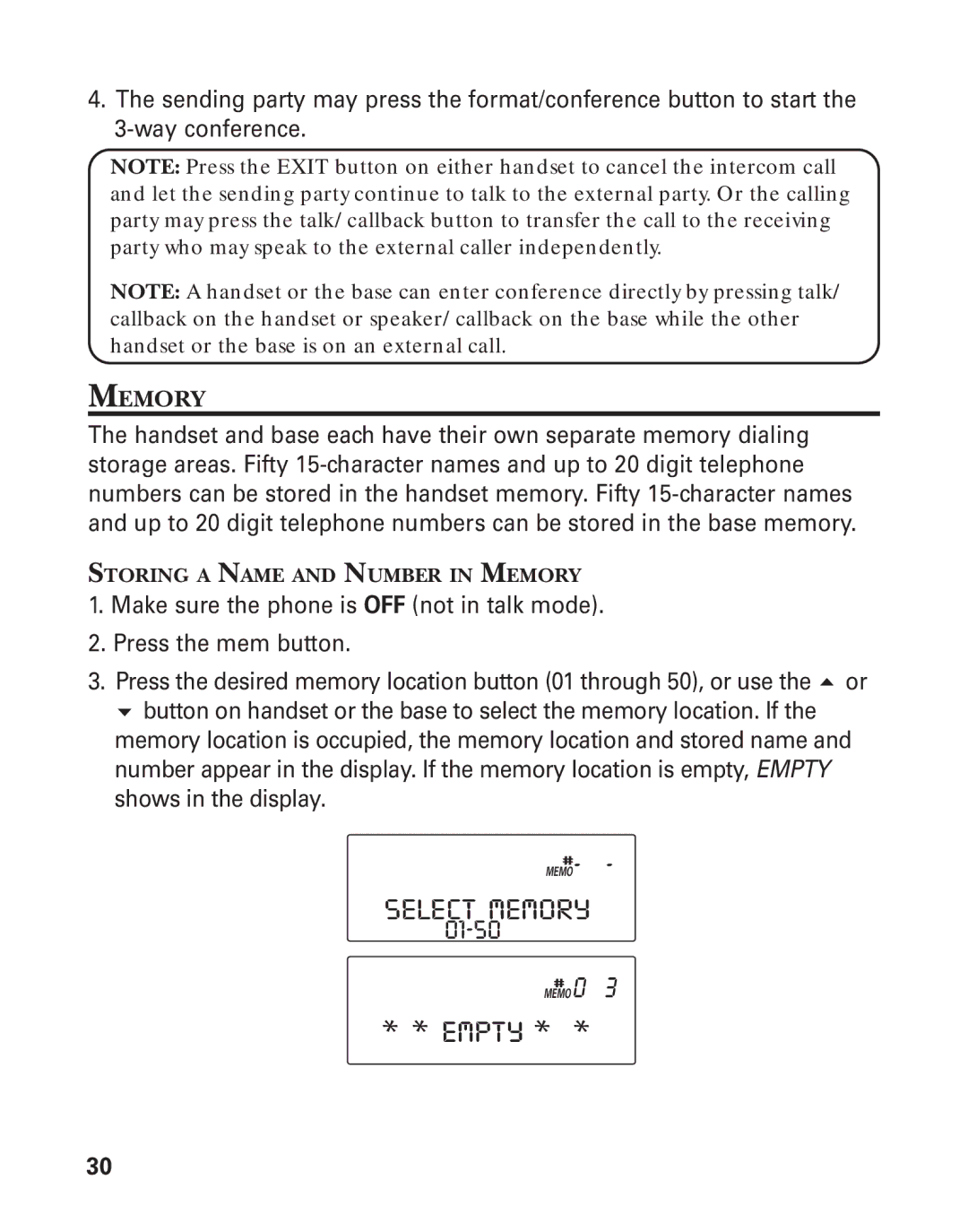 GE 21015 manual Memory 