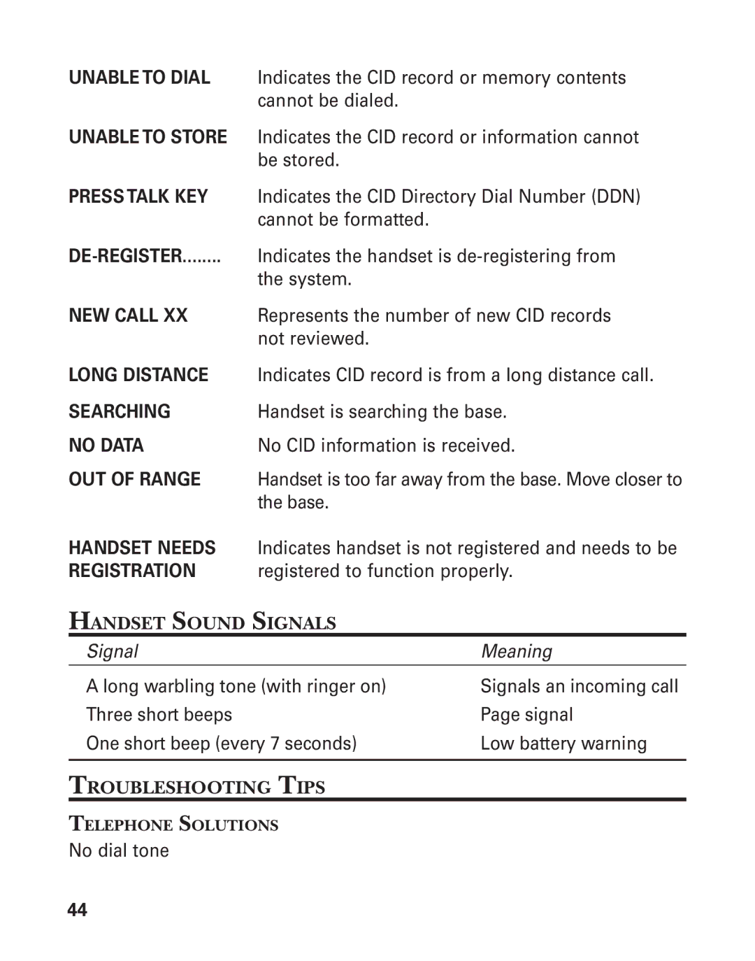 GE 21015 manual Registration, Handset Sound Signals 