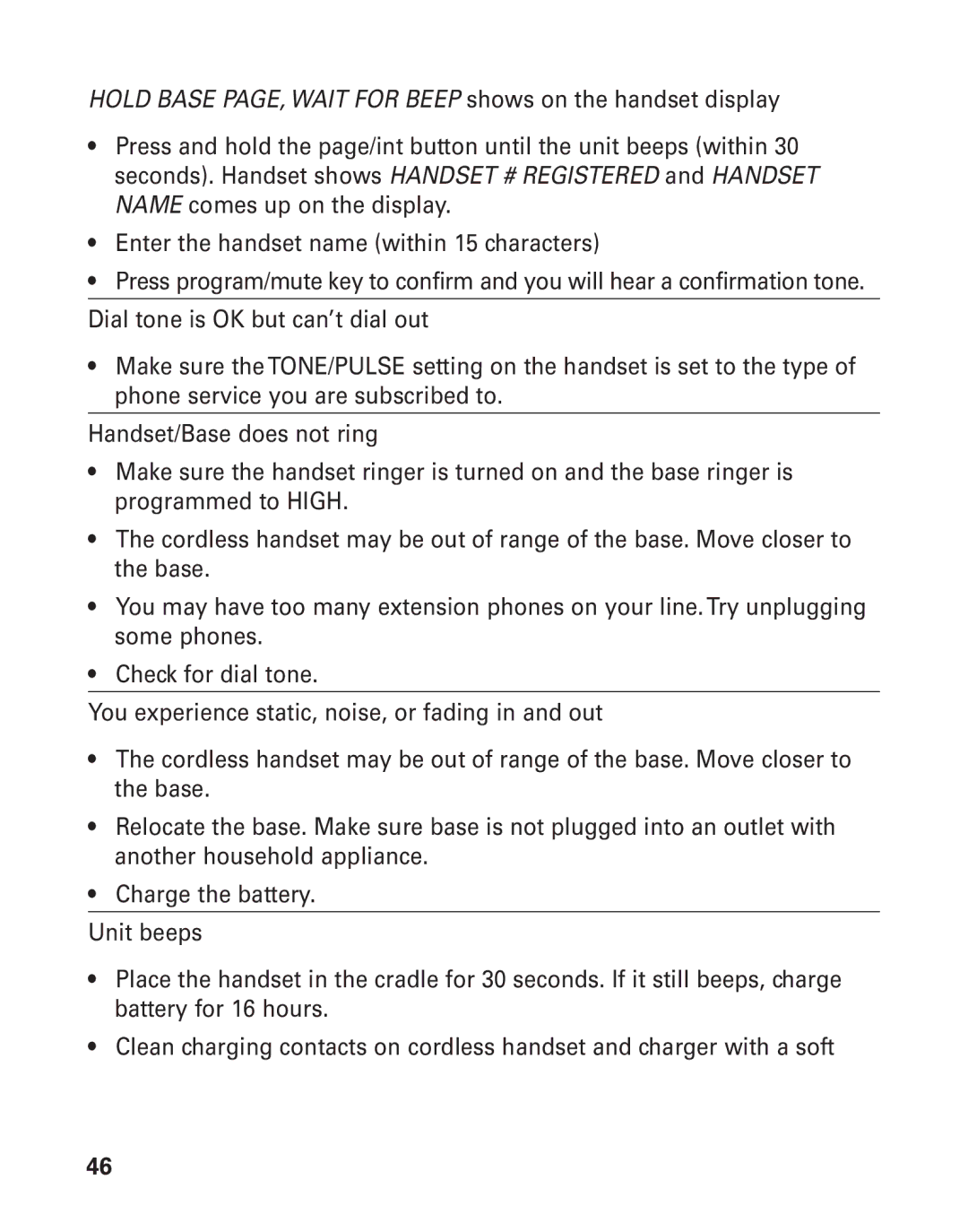 GE 21015 manual Hold Base PAGE, Wait for Beep shows on the handset display 