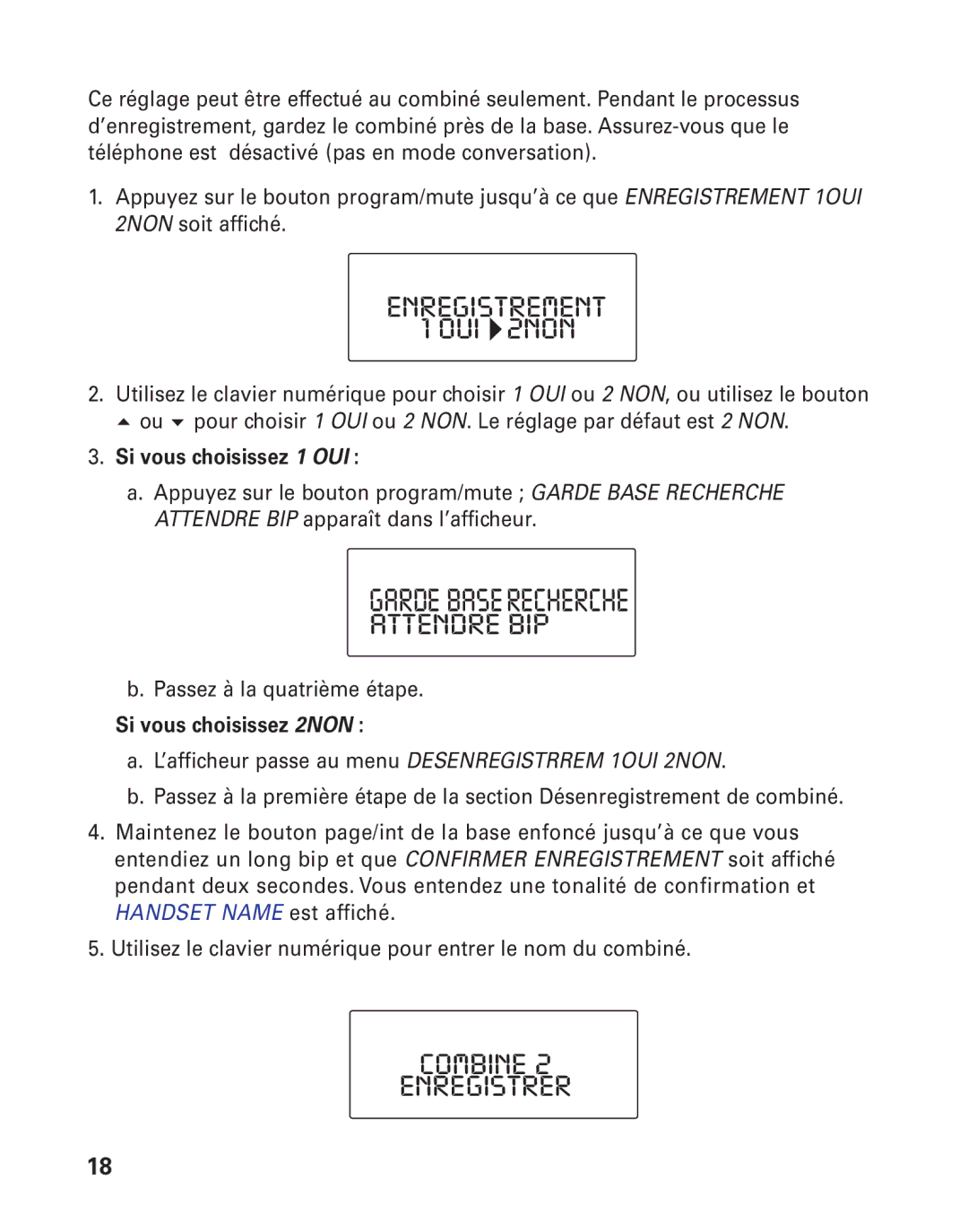 GE 21015 manual Enregistrement OUI 2NON, Attendre BIP, Combine Enregistrer 