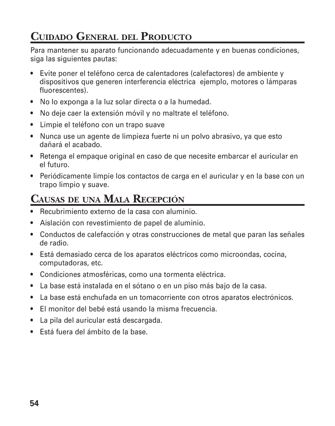 GE 21025/26 manual Cuidado General DEL Producto, Causas DE UNA Mala Recepción 