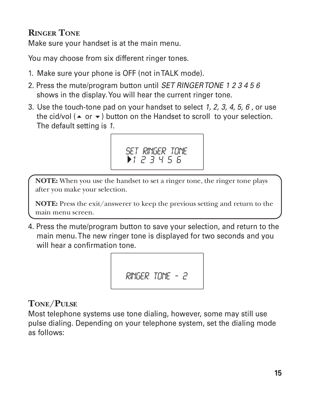 GE 21025/26 manual SET Ringer Tone, Ringer Tone ‐ 