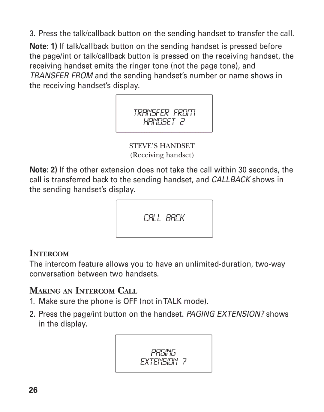 GE 21025/26 manual Transfer from Handset, Call Back 