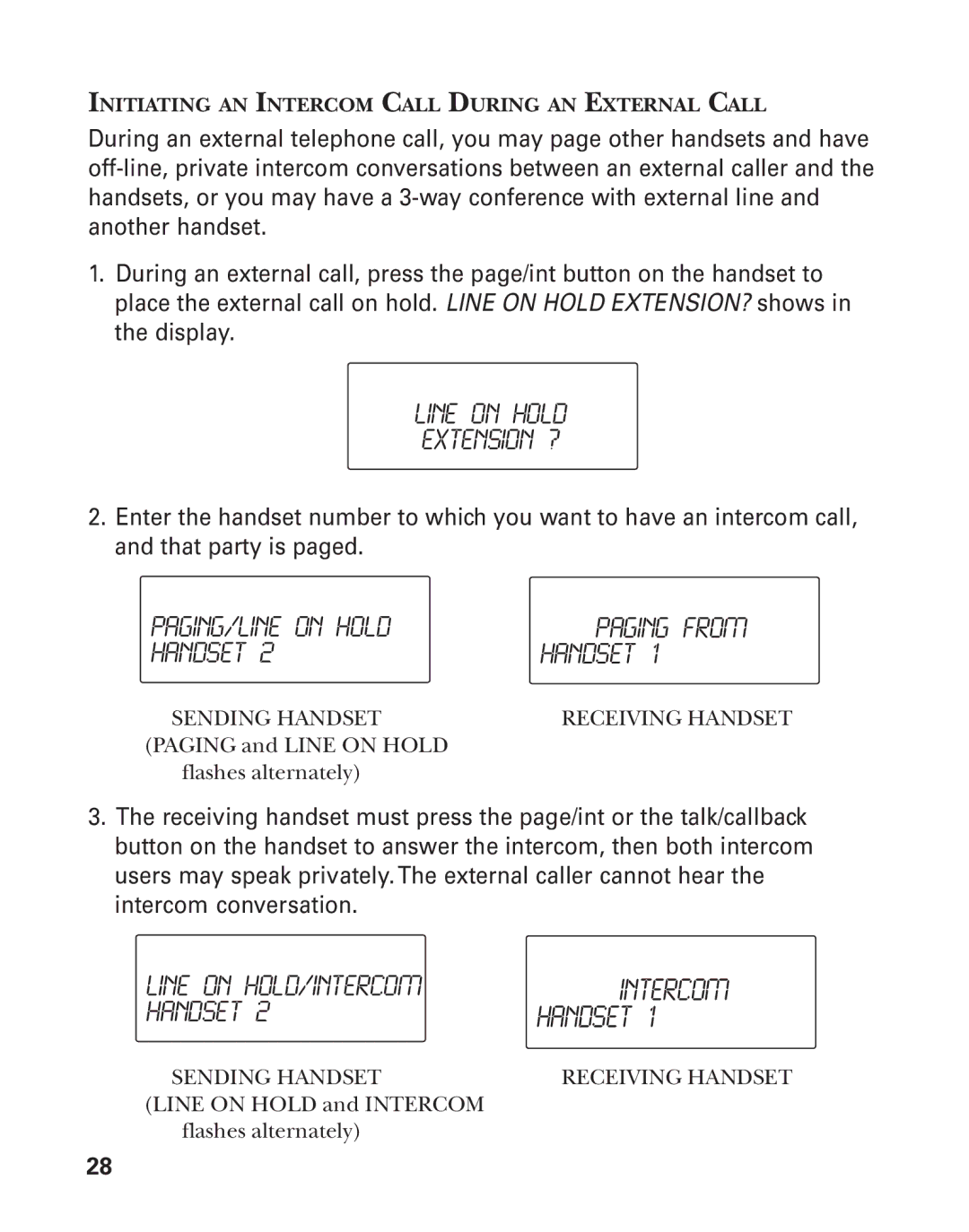 GE 21025/26 manual Line on HOLD/INTERCOM 