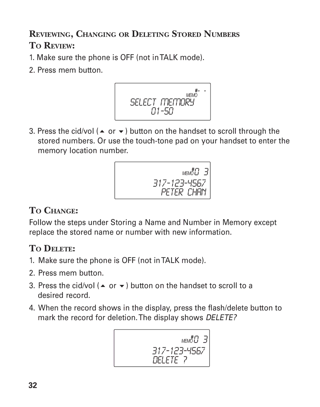 GE 21025/26 manual Peter Chan, Delete ? 