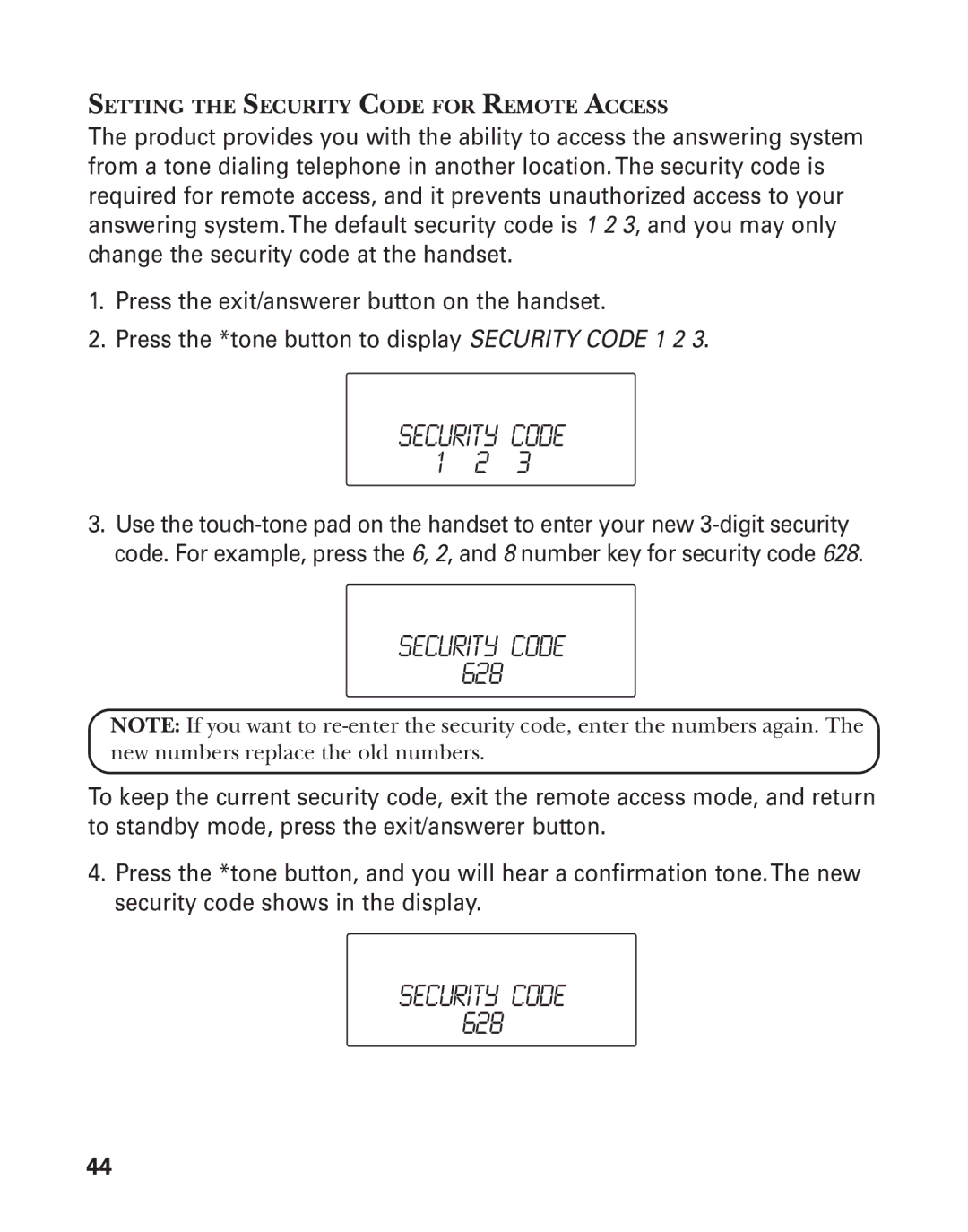 GE 21025/26 manual Security Code, 628 