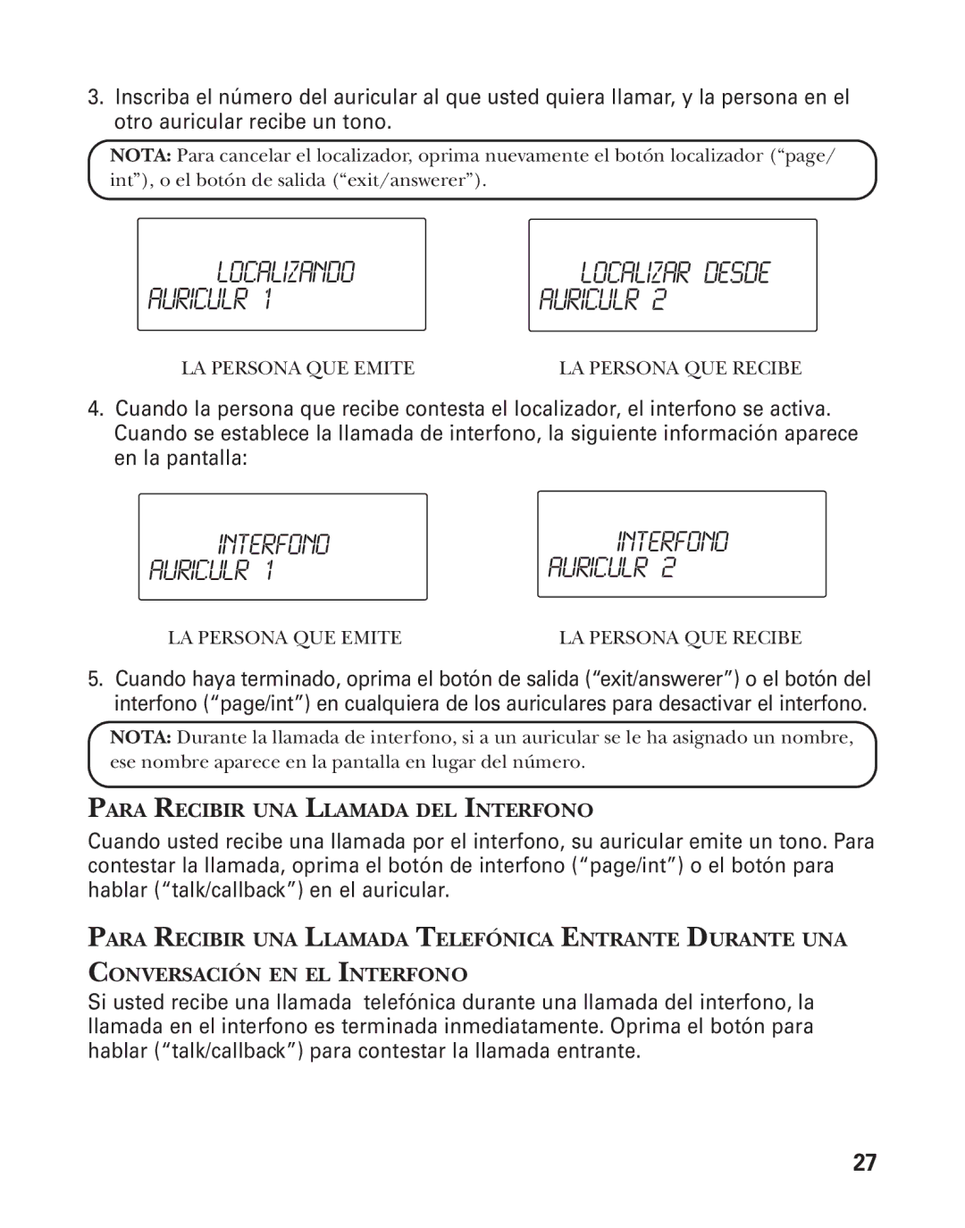 GE 21025/26 manual Localizando, Interfono Auriculr 