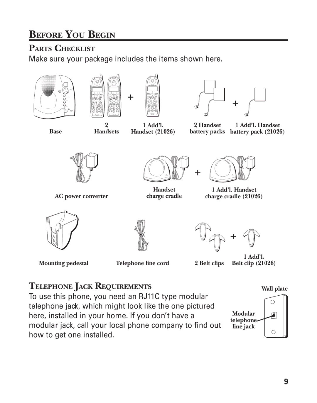 GE 21025/26 manual Before YOU Begin, Make sure your package includes the items shown here 