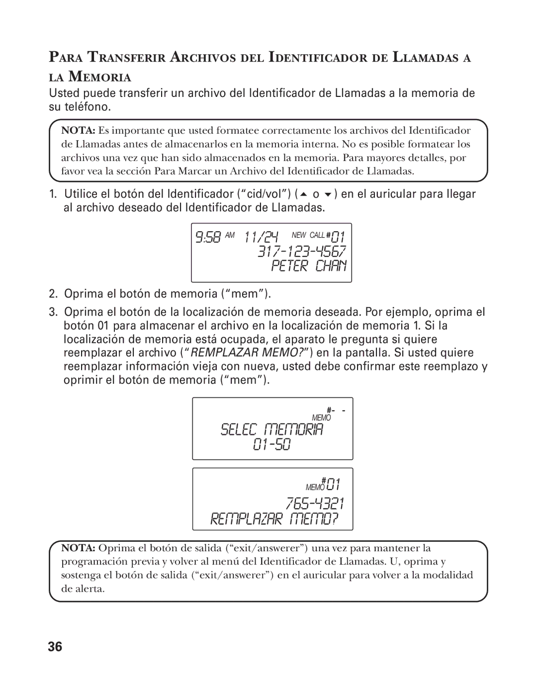 GE 21025/26 manual Selec Memoria, Remplazar MEMO? 