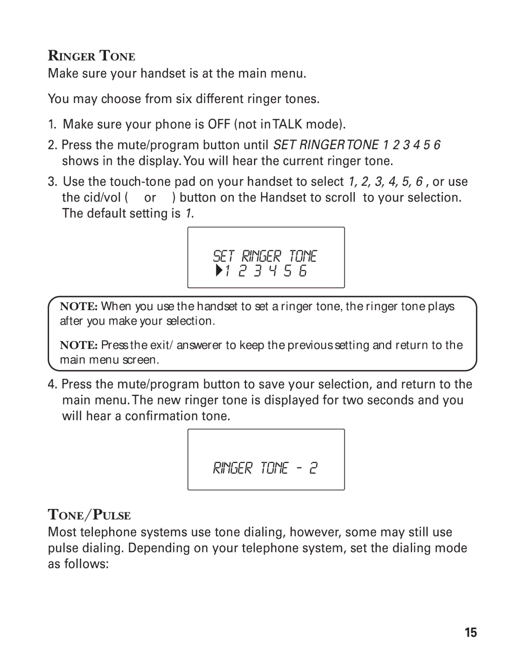 GE 21026 manual SET Ringer Tone, Ringer Tone ‐ 